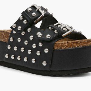 Steve Madden Black Studded Platform Slide Sandals